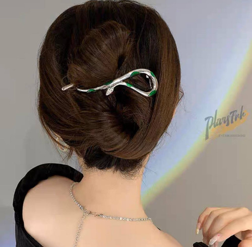 گیره مو زنانه مدل چفتی آبشاری طرح مار
