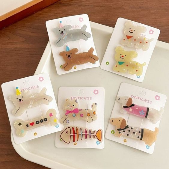 گیره مو دخترانه پینترستی طرح حیوانات رزینی _ گالری مروارید