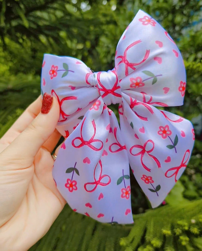 گیره مو پاپیون ساتن فرانسوی و طرح دار بسیار خاص