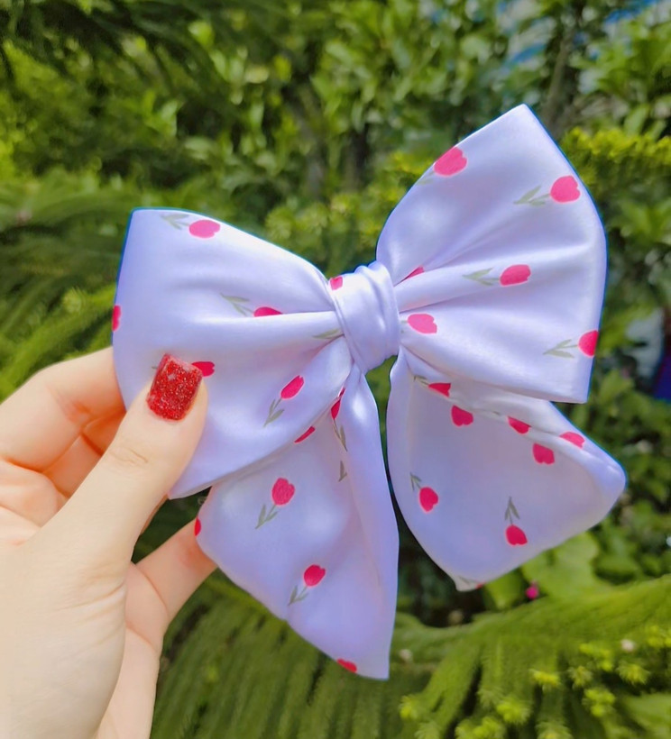 گیره مو پاپیون ساتن فرانسوی و طرح دار بسیار خاص