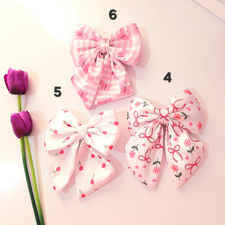 گیره مو پاپیون ساتن فرانسوی و طرح دار بسیار خاص