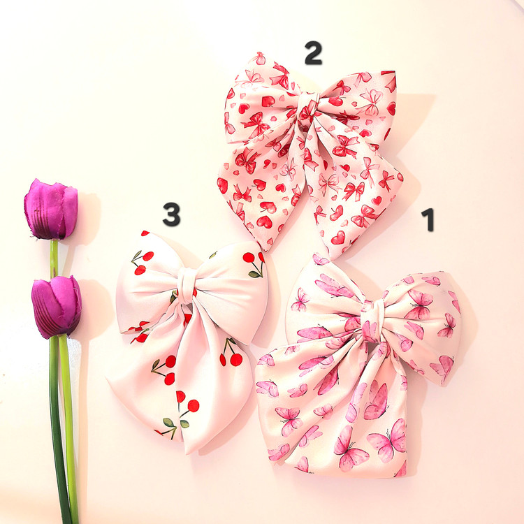 گیره مو پاپیون ساتن فرانسوی و طرح دار بسیار خاص