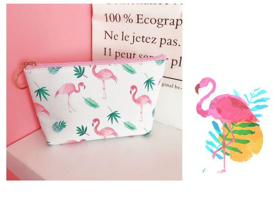 کیف لوازم آرایش پینترستی طرح فلامینگو 🦩
