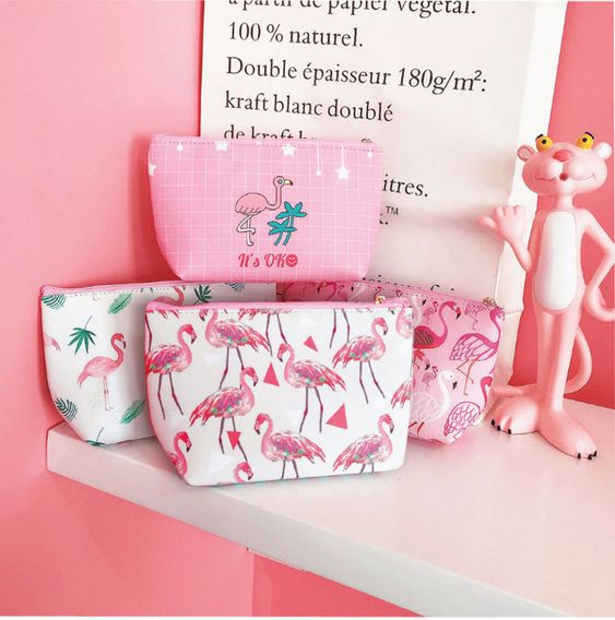 کیف لوازم آرایش پینترستی طرح فلامینگو 🦩