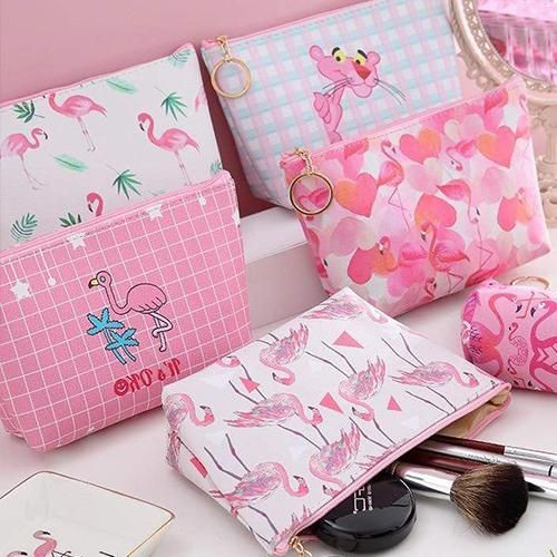 کیف لوازم آرایش پینترستی طرح فلامینگو 🦩