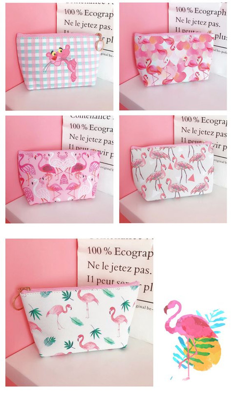 کیف لوازم آرایش پینترستی طرح فلامینگو 🦩