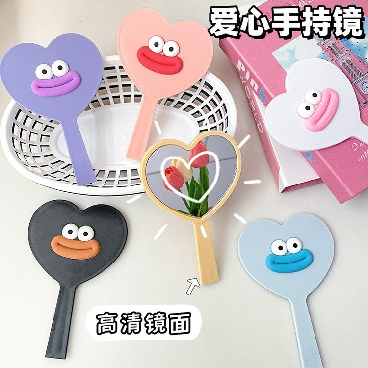 آینه دستی طرح قلب و پیکسل برجسته لبخند