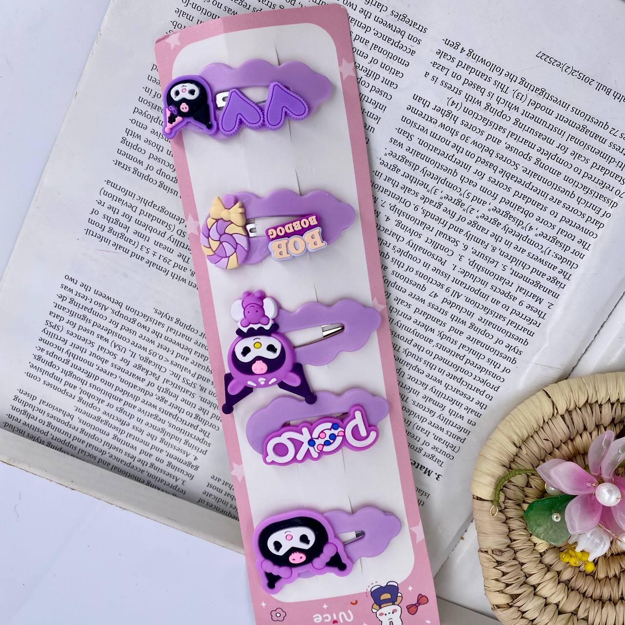 پک گیره مو تق تقی کرومی 5 عددی