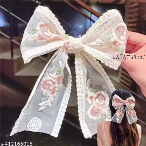 گیره مو پاپیون فرانسوی گلدوزی طرح vip برند feng.y