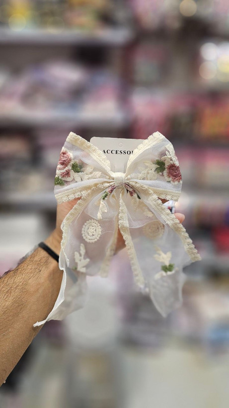 گیره مو پاپیون فرانسوی گلدوزی طرح vip برند feng.y