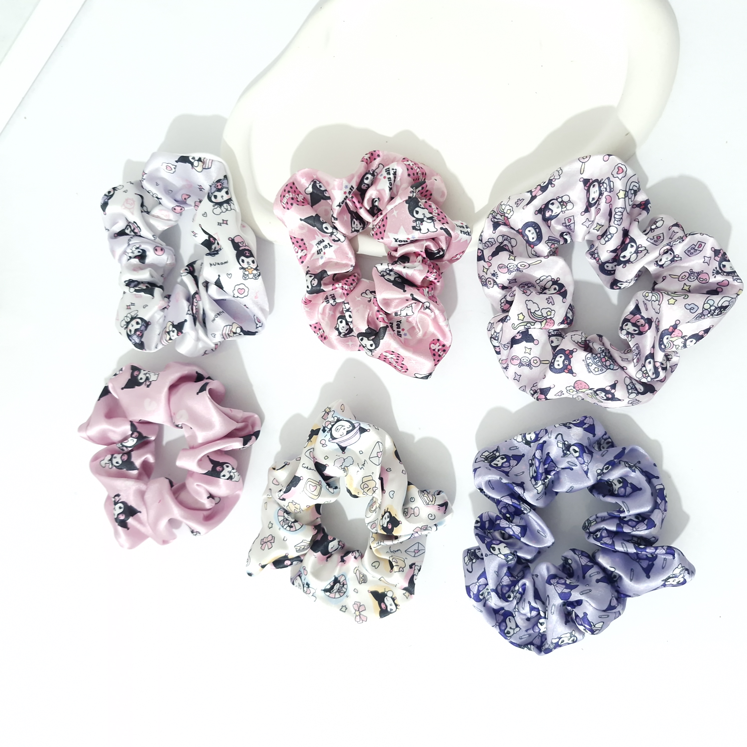 کش مو اسکرانچی ساتن طرح کرومی