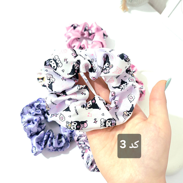 کش مو اسکرانچی ساتن طرح کرومی