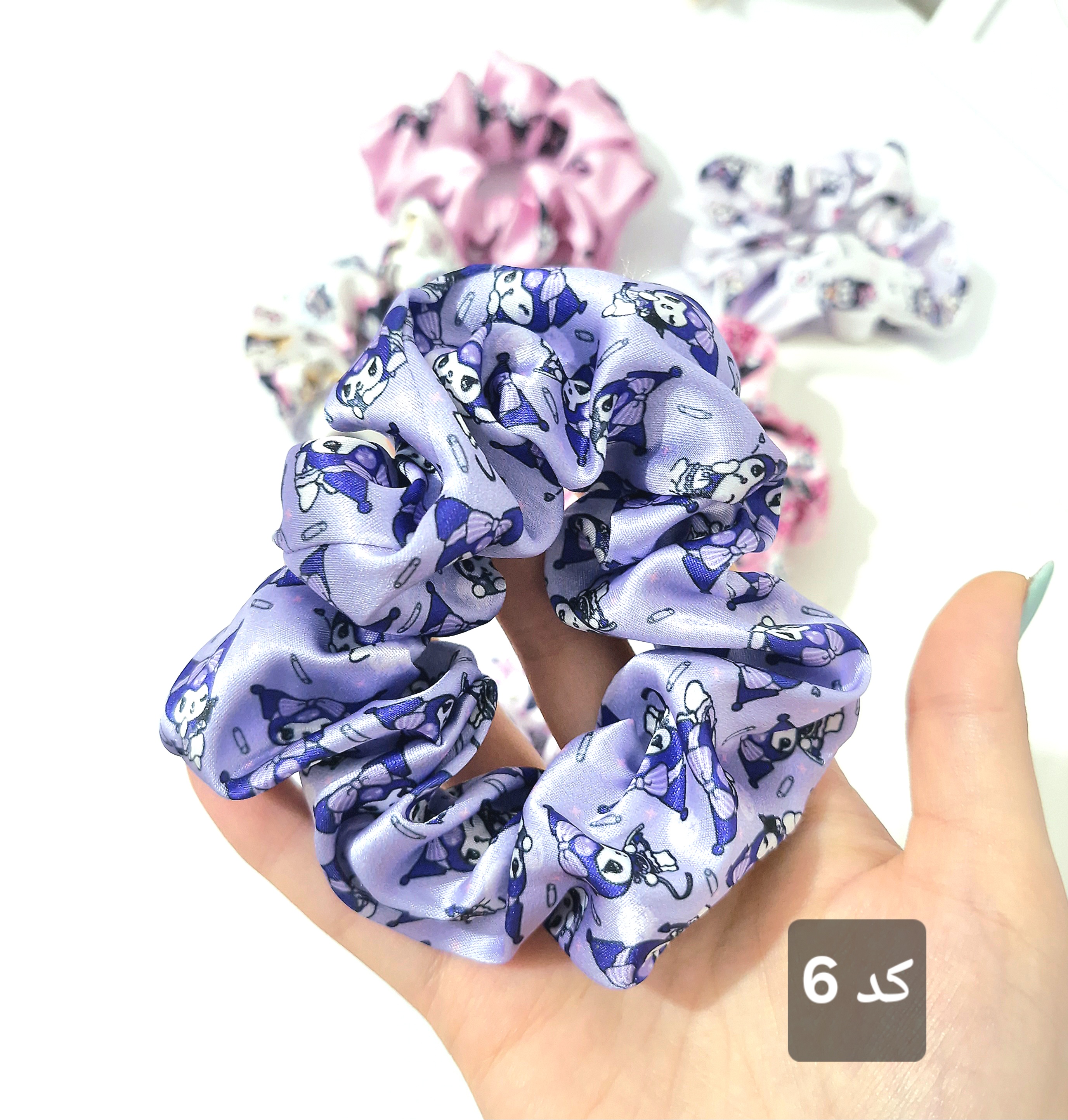 کش مو اسکرانچی ساتن طرح کرومی