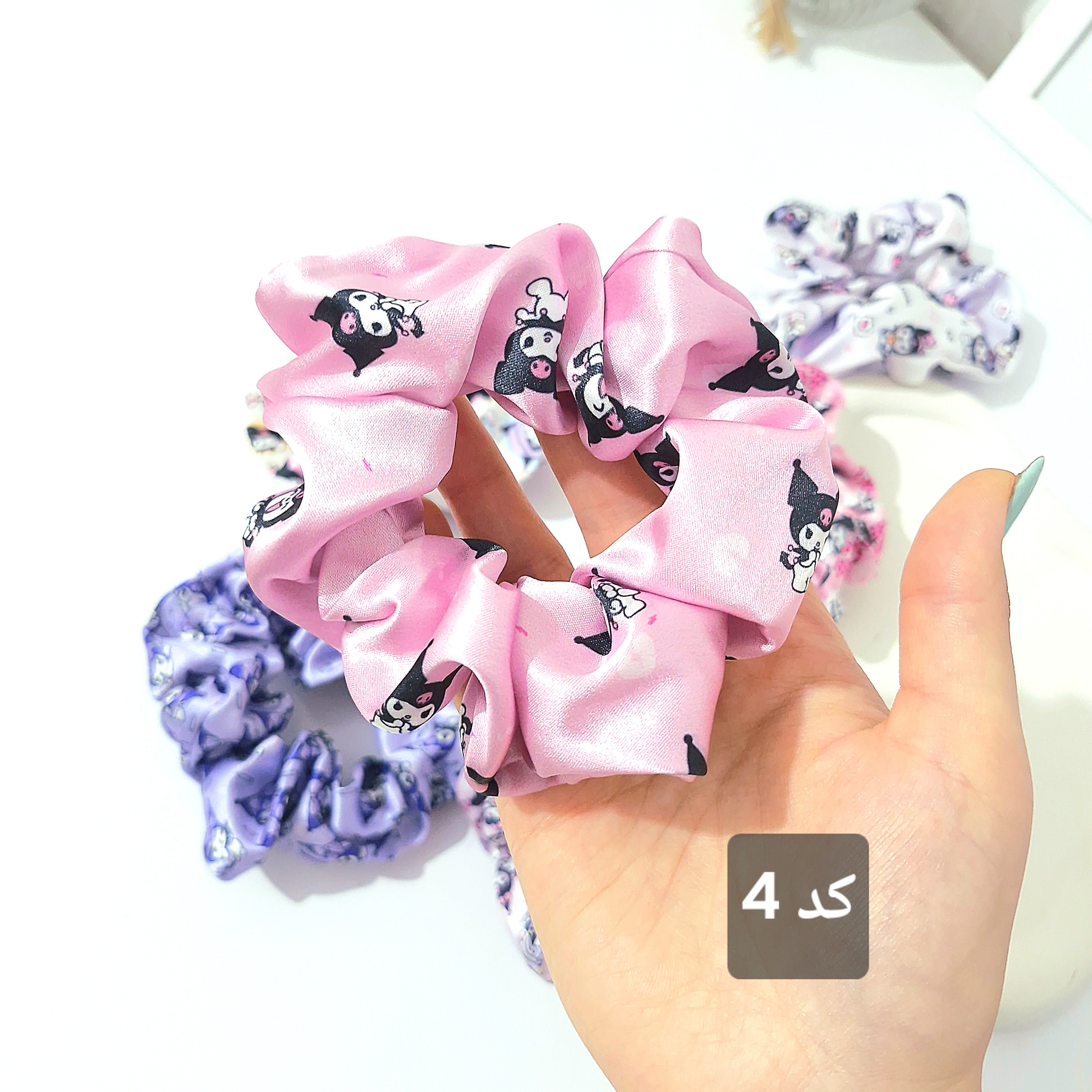 کش مو اسکرانچی ساتن طرح کرومی