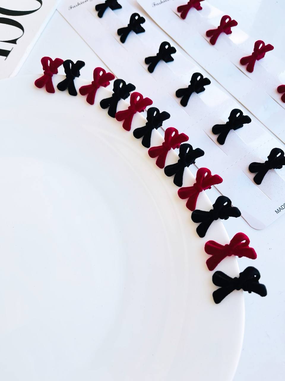 گیره مو انبری پاپیون مینی مخملی وارداتی