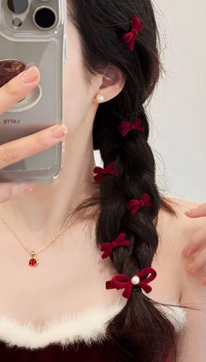 گیره مو انبری پاپیون مینی مخملی وارداتی