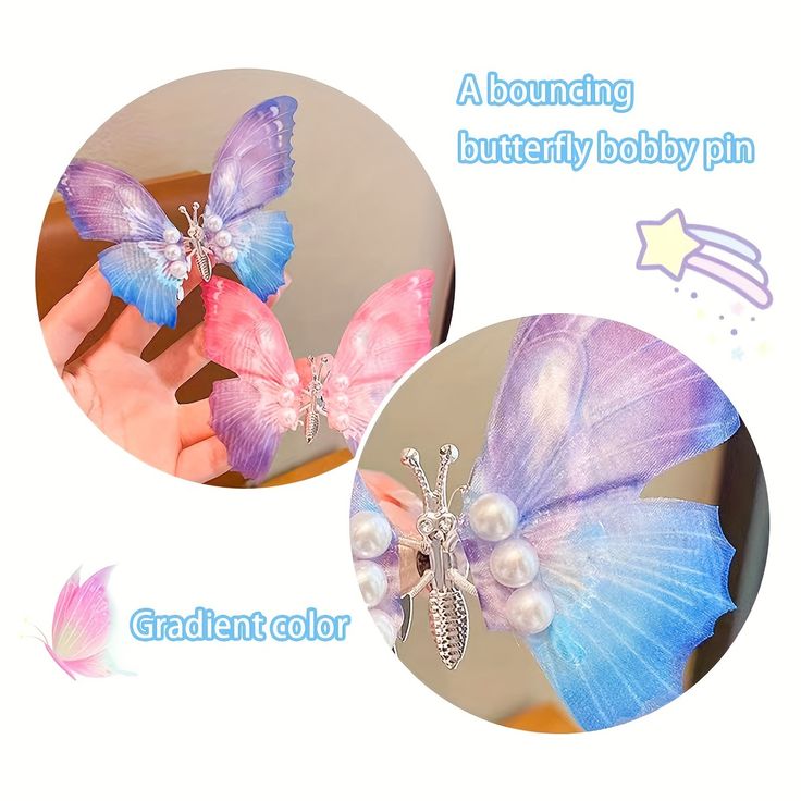 گیره مو پروانه حریر فنری و متحرک وارداتی