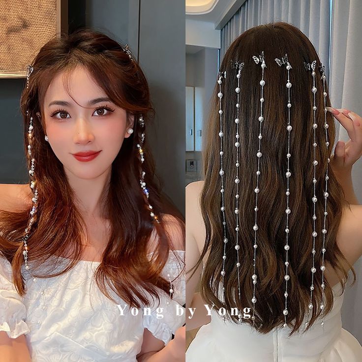 گیره مو آویز مرواریدی استیل و رنگ ثابت