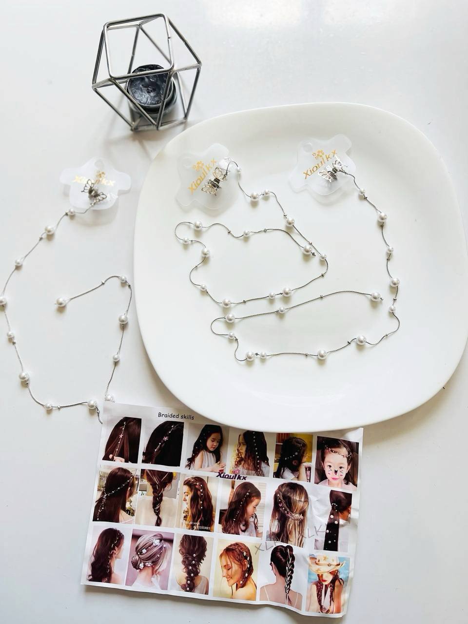 گیره مو آویز مرواریدی استیل و رنگ ثابت