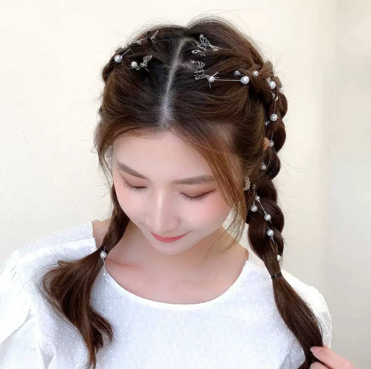 گیره مو آویز مرواریدی استیل و رنگ ثابت