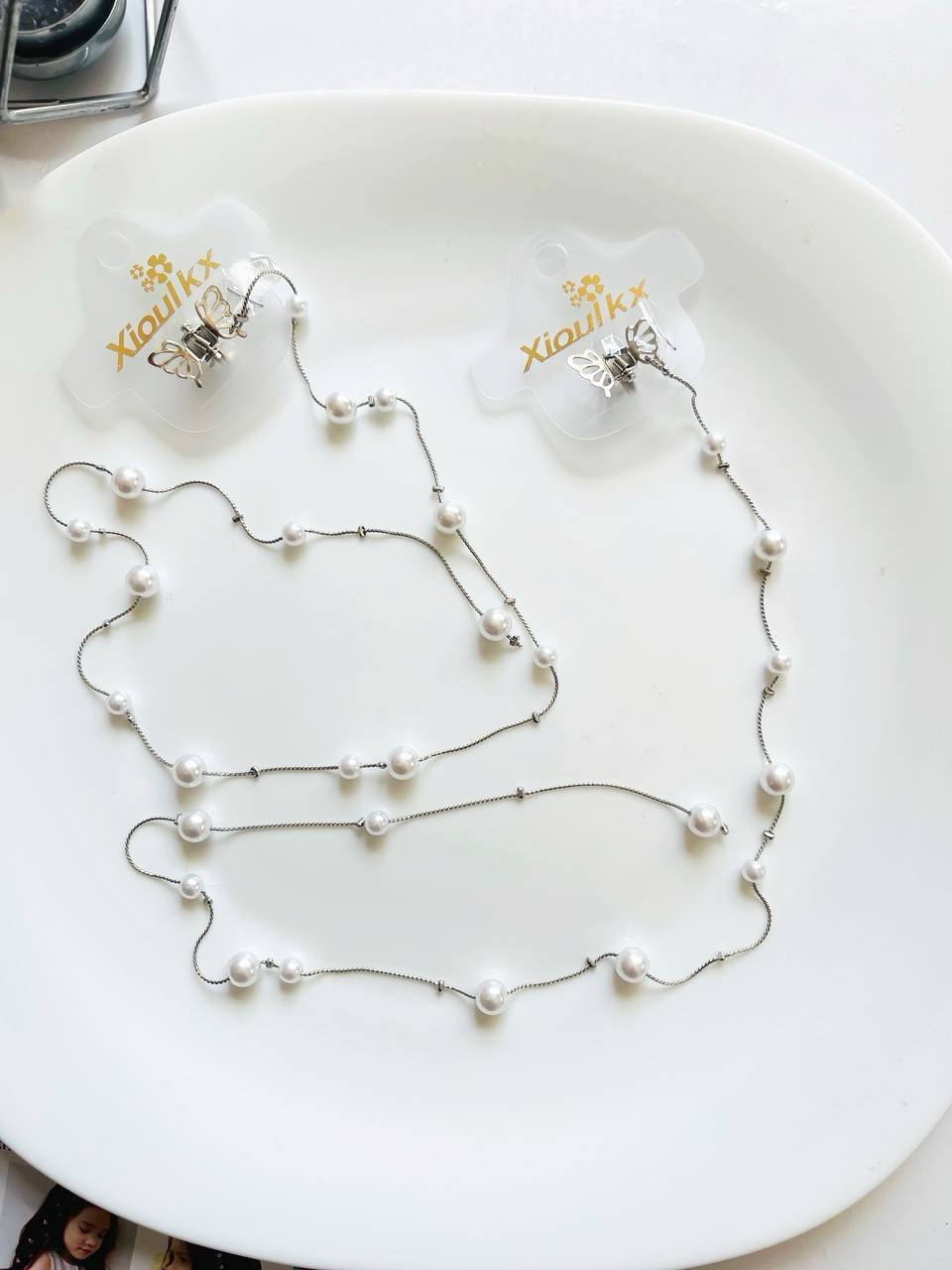 گیره مو آویز مرواریدی استیل و رنگ ثابت