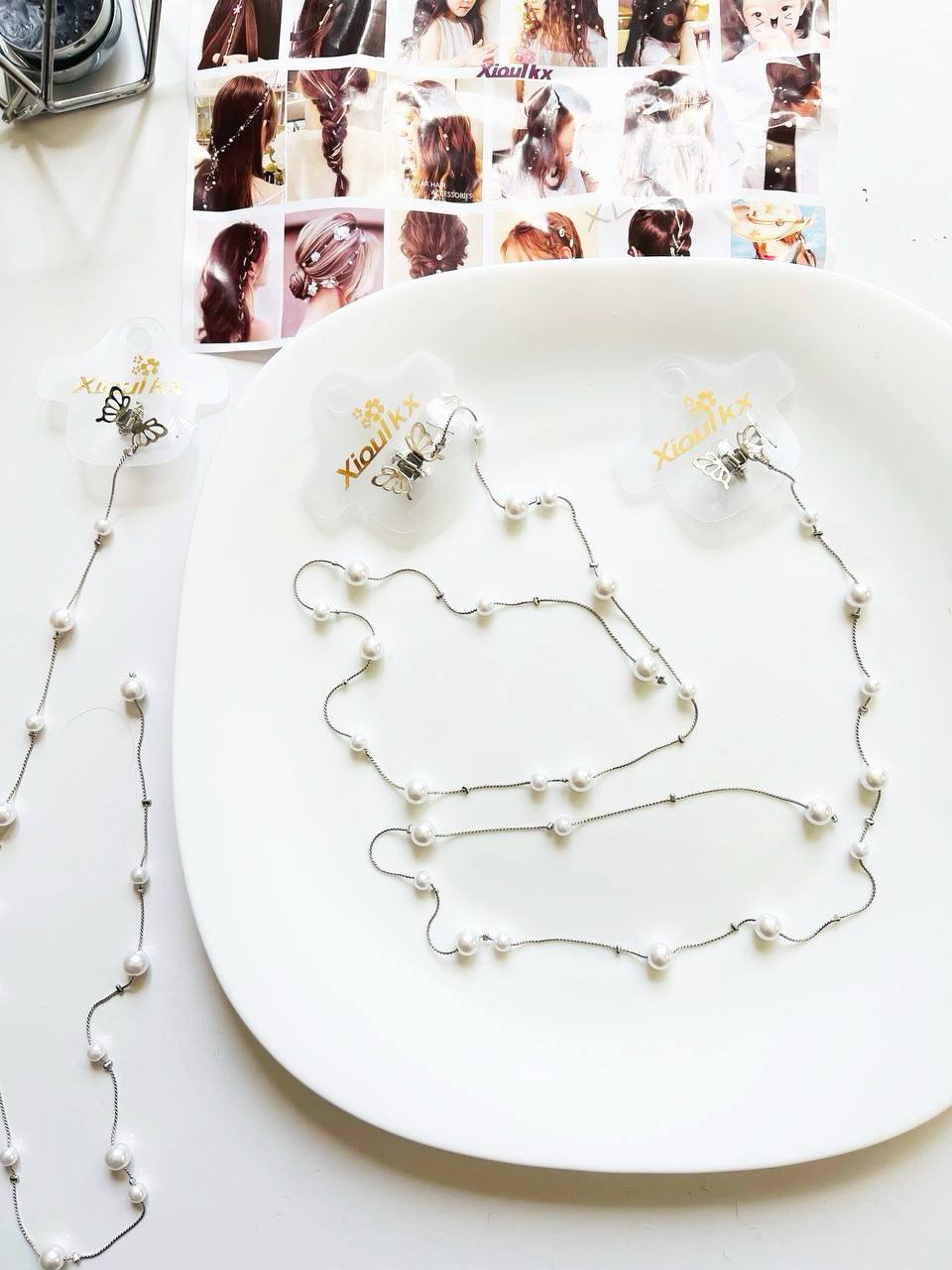 گیره مو آویز مرواریدی استیل و رنگ ثابت