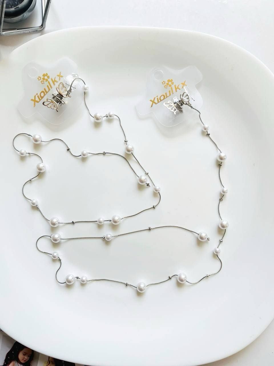 گیره مو آویز مرواریدی استیل و رنگ ثابت