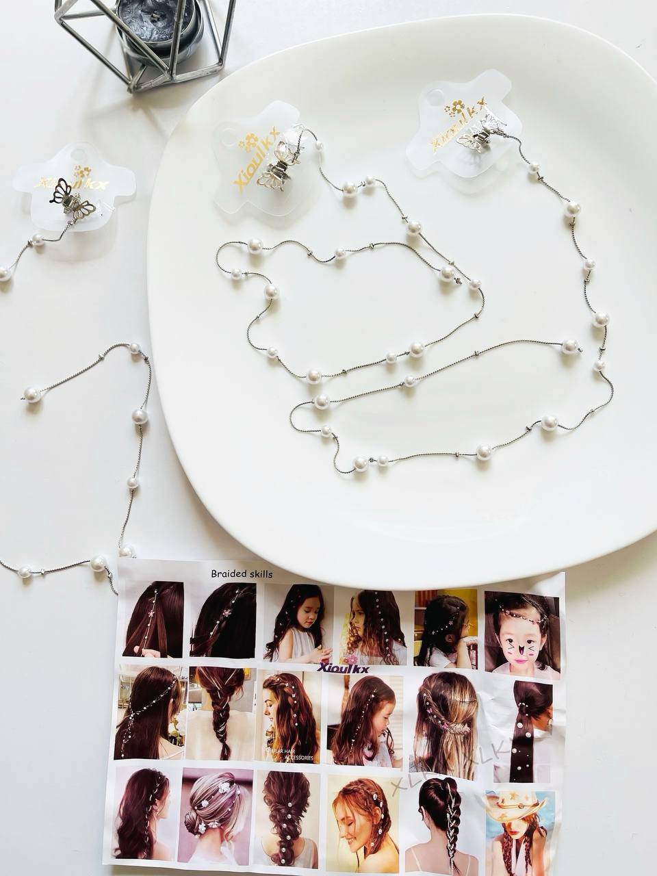 گیره مو آویز مرواریدی استیل و رنگ ثابت