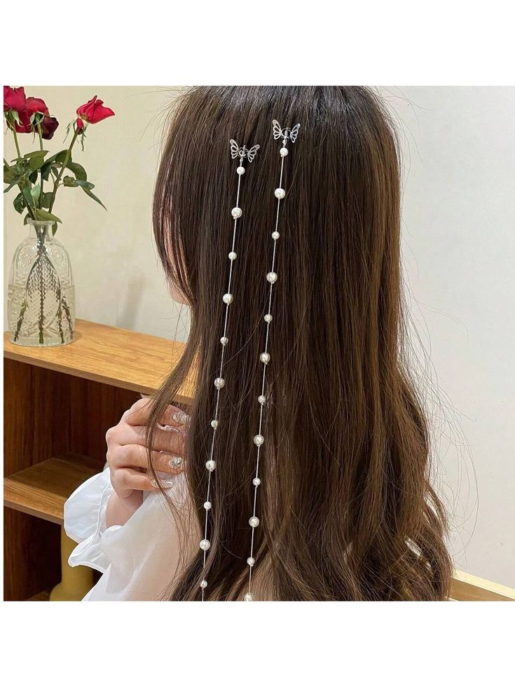 گیره مو آویز مرواریدی استیل و رنگ ثابت