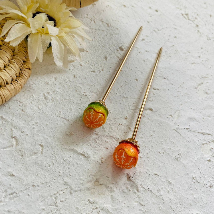 گیره مو کانزاشی طرح میوه نارنگی بزند zaya