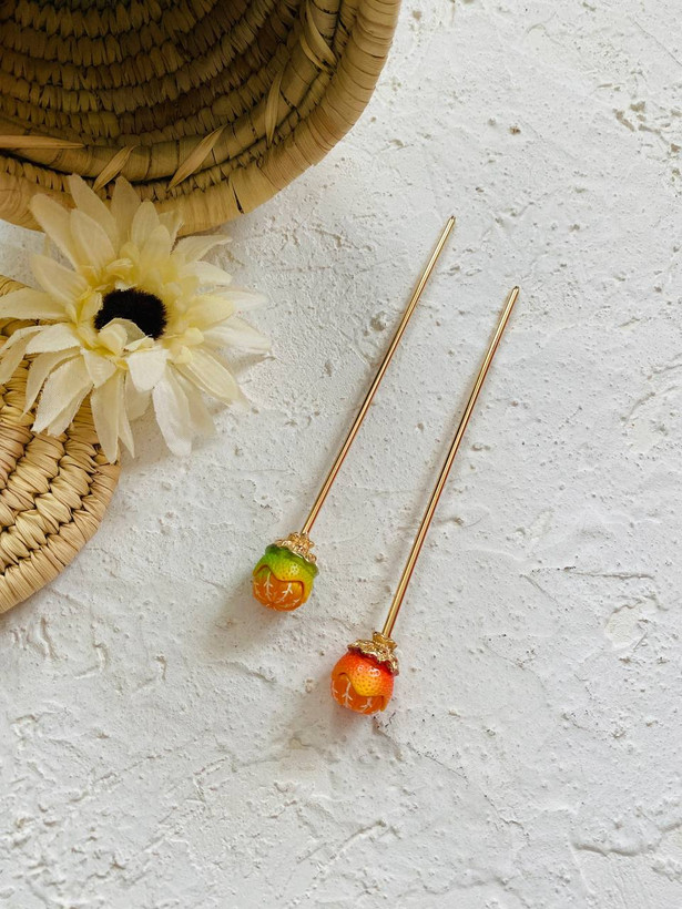 گیره مو کانزاشی طرح میوه نارنگی بزند zaya