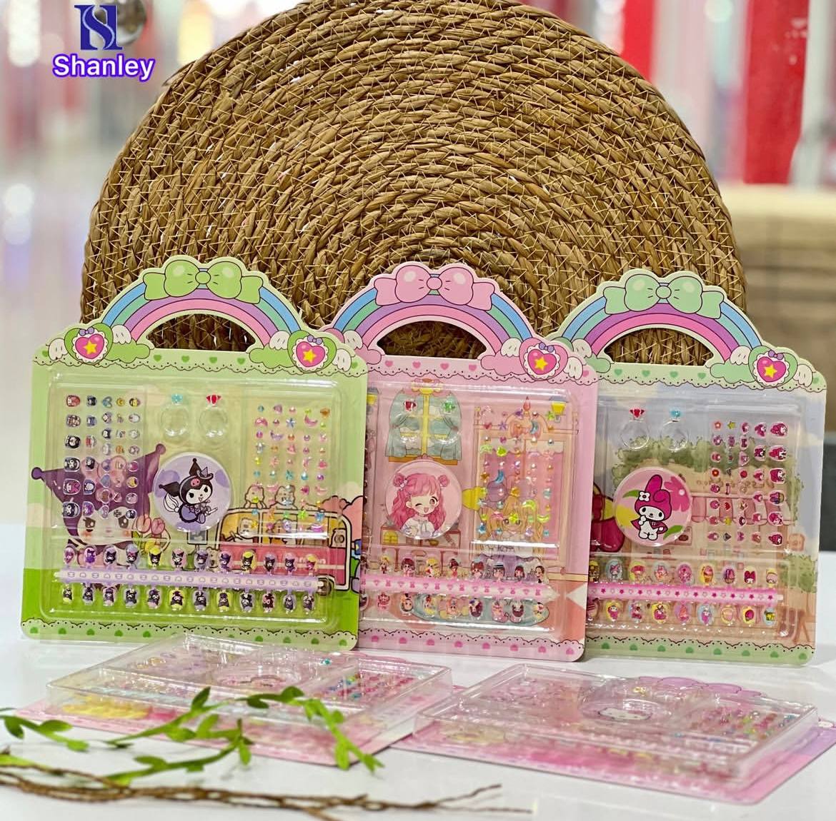 پک هدیه ناخن مصنوعی، سوهان ناخن، برچسب و نگین کرومی