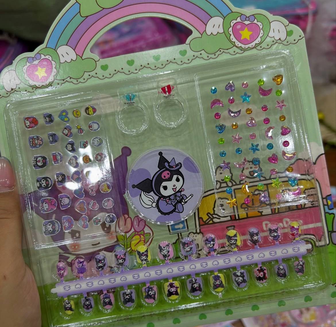 پک هدیه ناخن مصنوعی، سوهان ناخن، برچسب و نگین کرومی