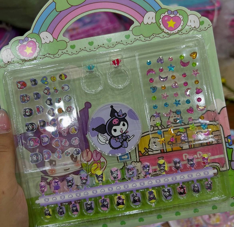 پک هدیه ناخن مصنوعی، سوهان ناخن، برچسب و نگین کرومی