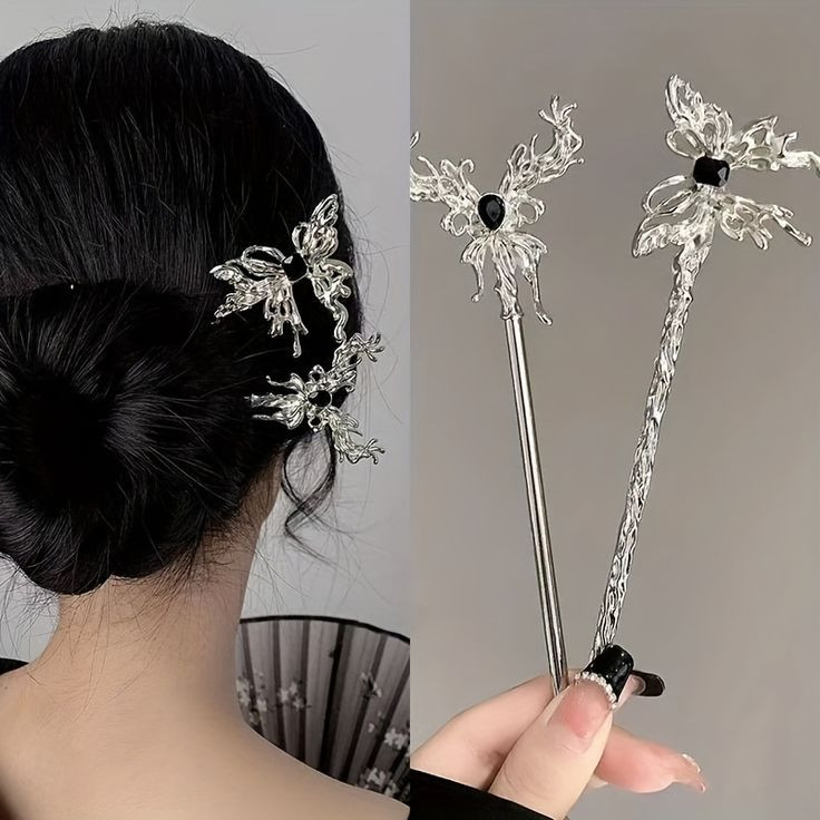 گیره مو کانزاشی طرح پروانه رنگ ثابت برند zaya