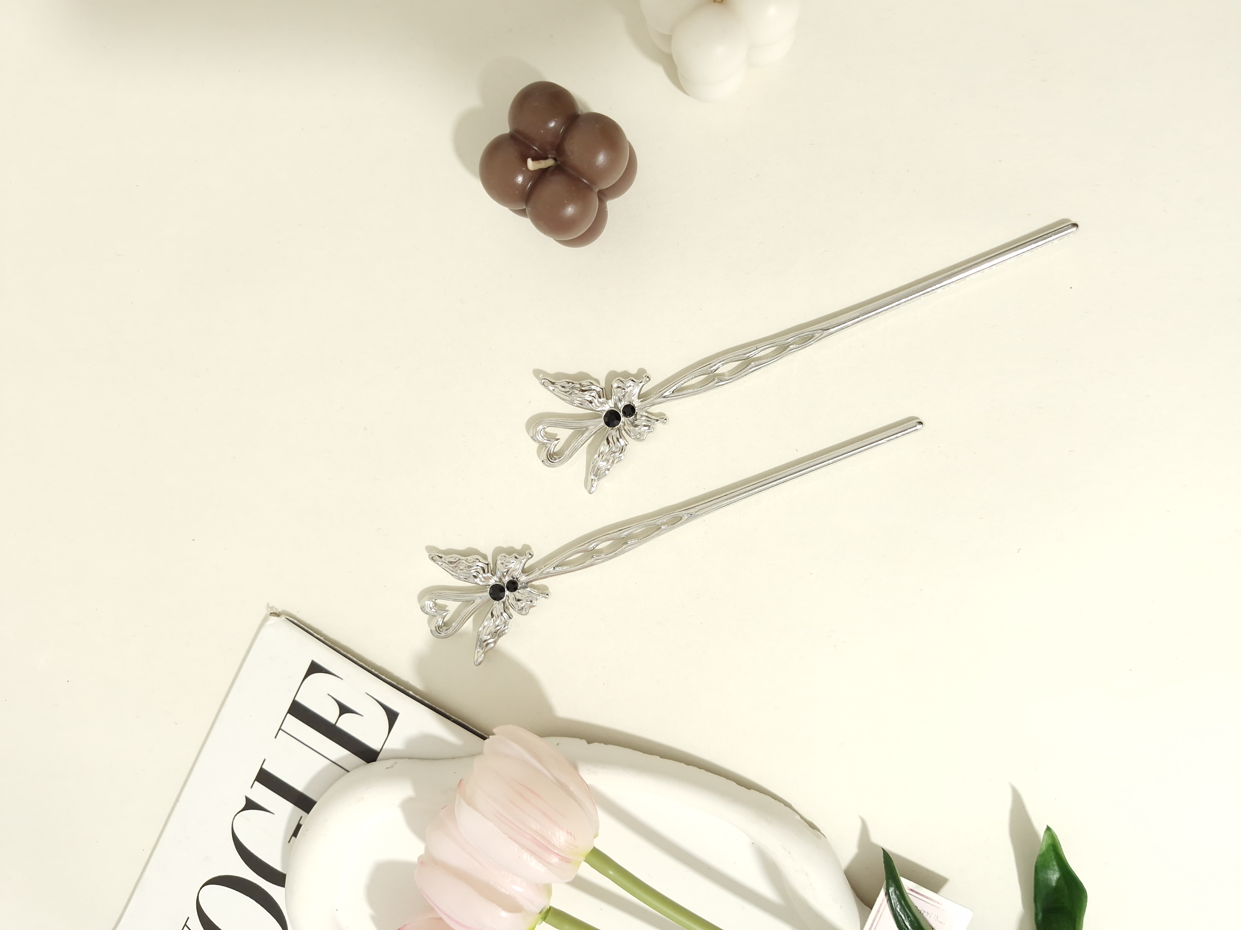 گیره مو کانزاشی طرح پروانه رنگ ثابت برند zaya