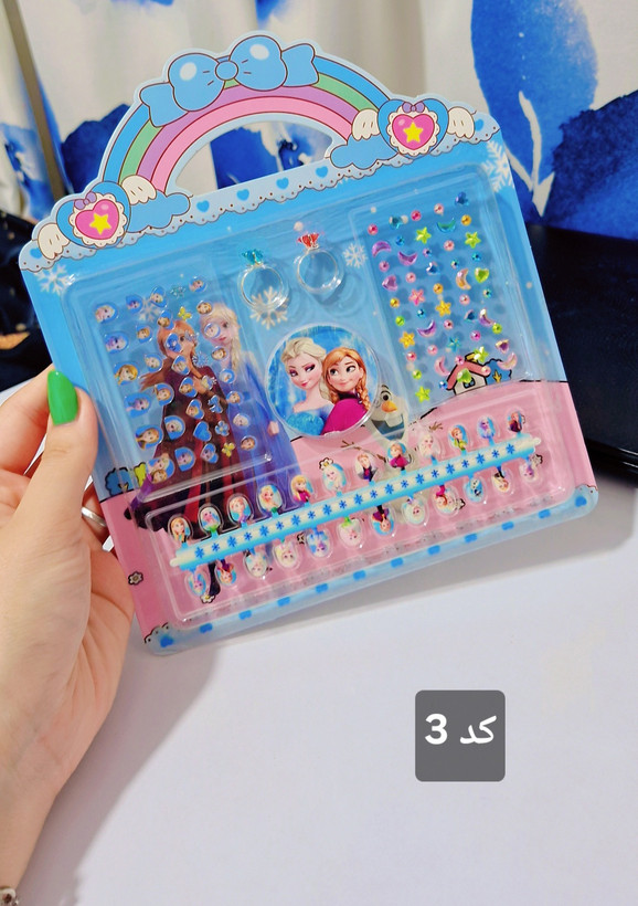 پک هدیه ناخن مصنوعی، سوهان ناخن، برچسب و نگین کرومی