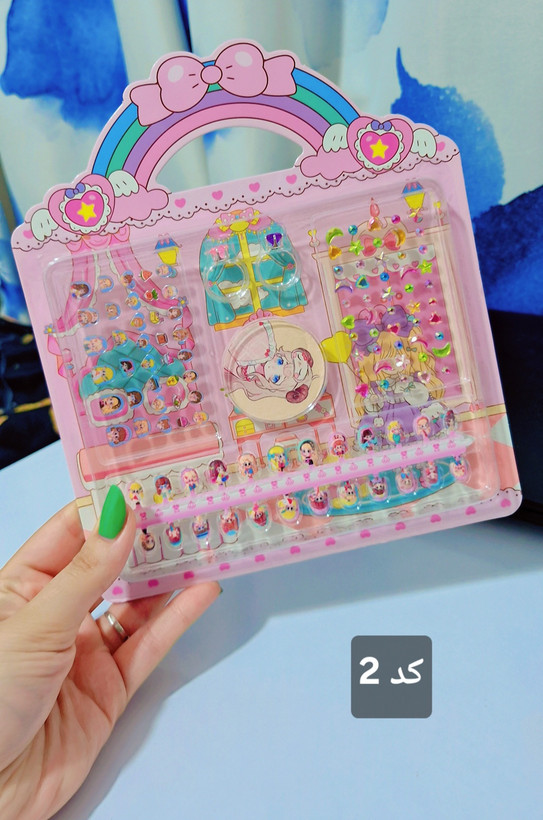 پک هدیه ناخن مصنوعی، سوهان ناخن، برچسب و نگین کرومی