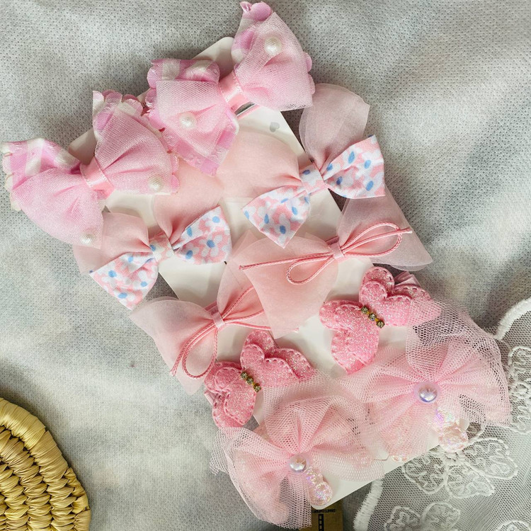 گیره مو پک 10 عددی پاپیون فانتزی دخترانه صورتی