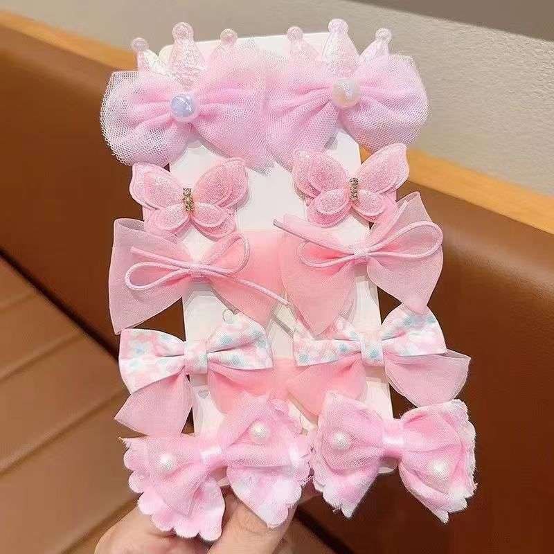 گیره مو پک 10 عددی پاپیون فانتزی دخترانه صورتی