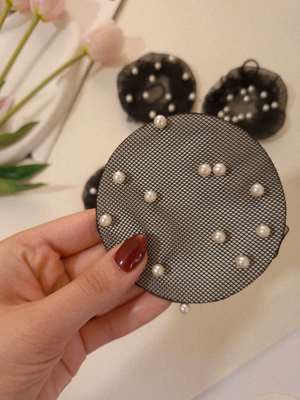 گیره توری مو طرح مرواریدی مناسب مدل مو گوجه ای