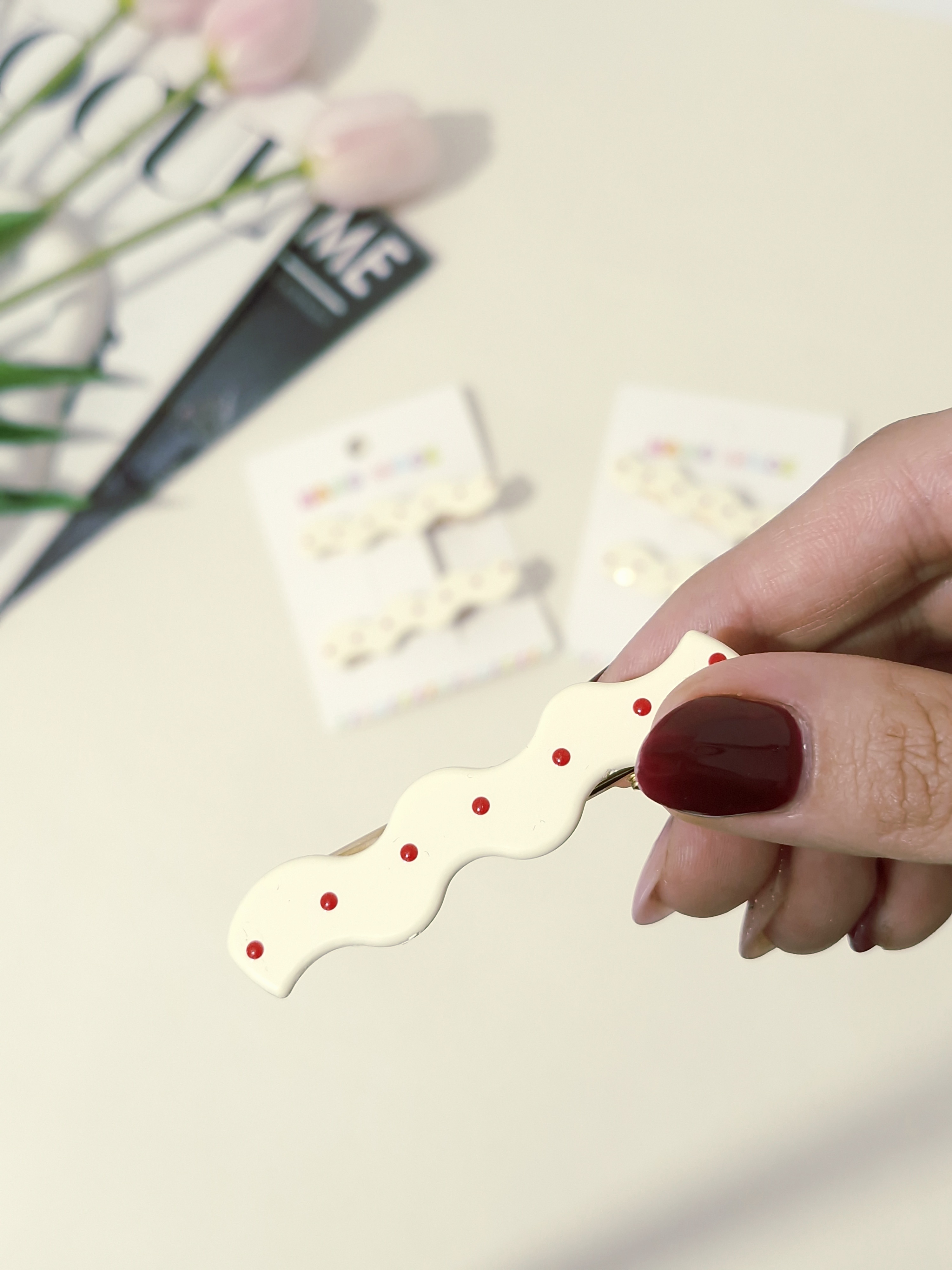 گیره مو پینترستی طرح موج خالخالی پک دوعددی