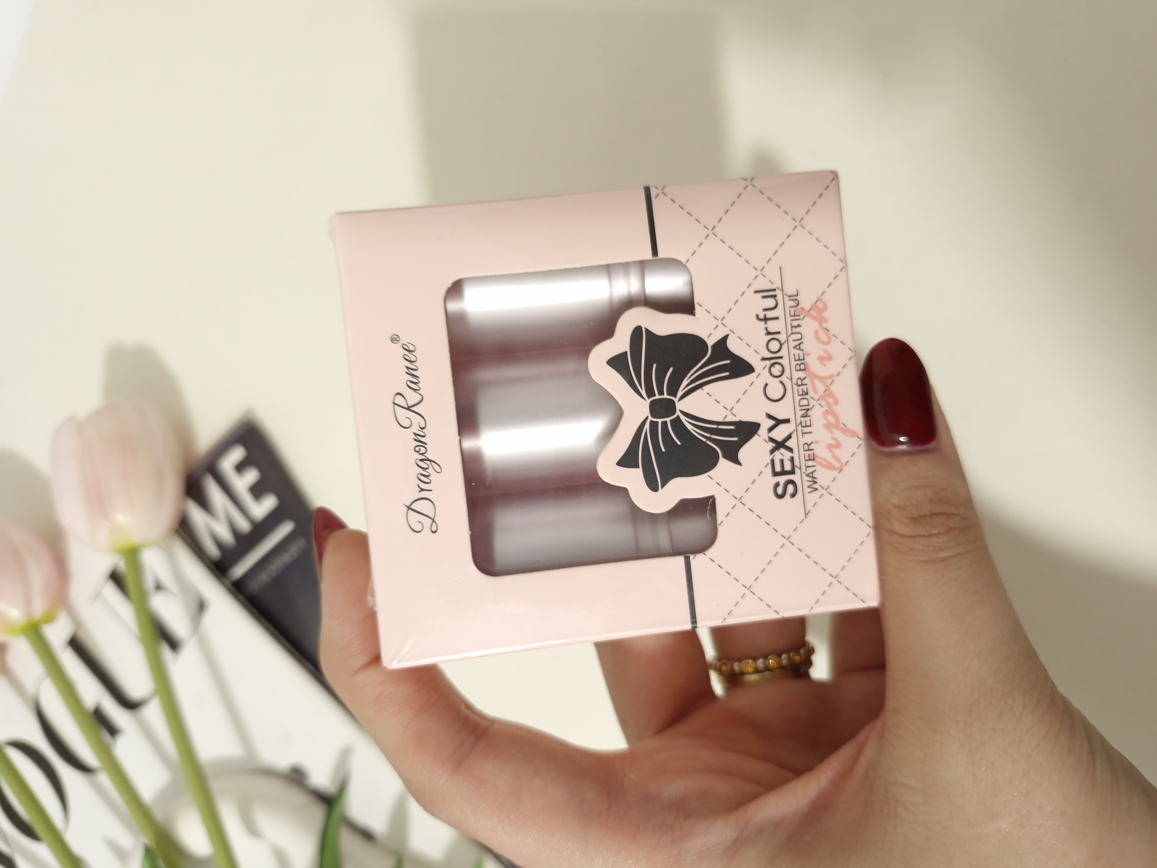 پک رژلب جامد شاین دار 3 عددی برند دراگون