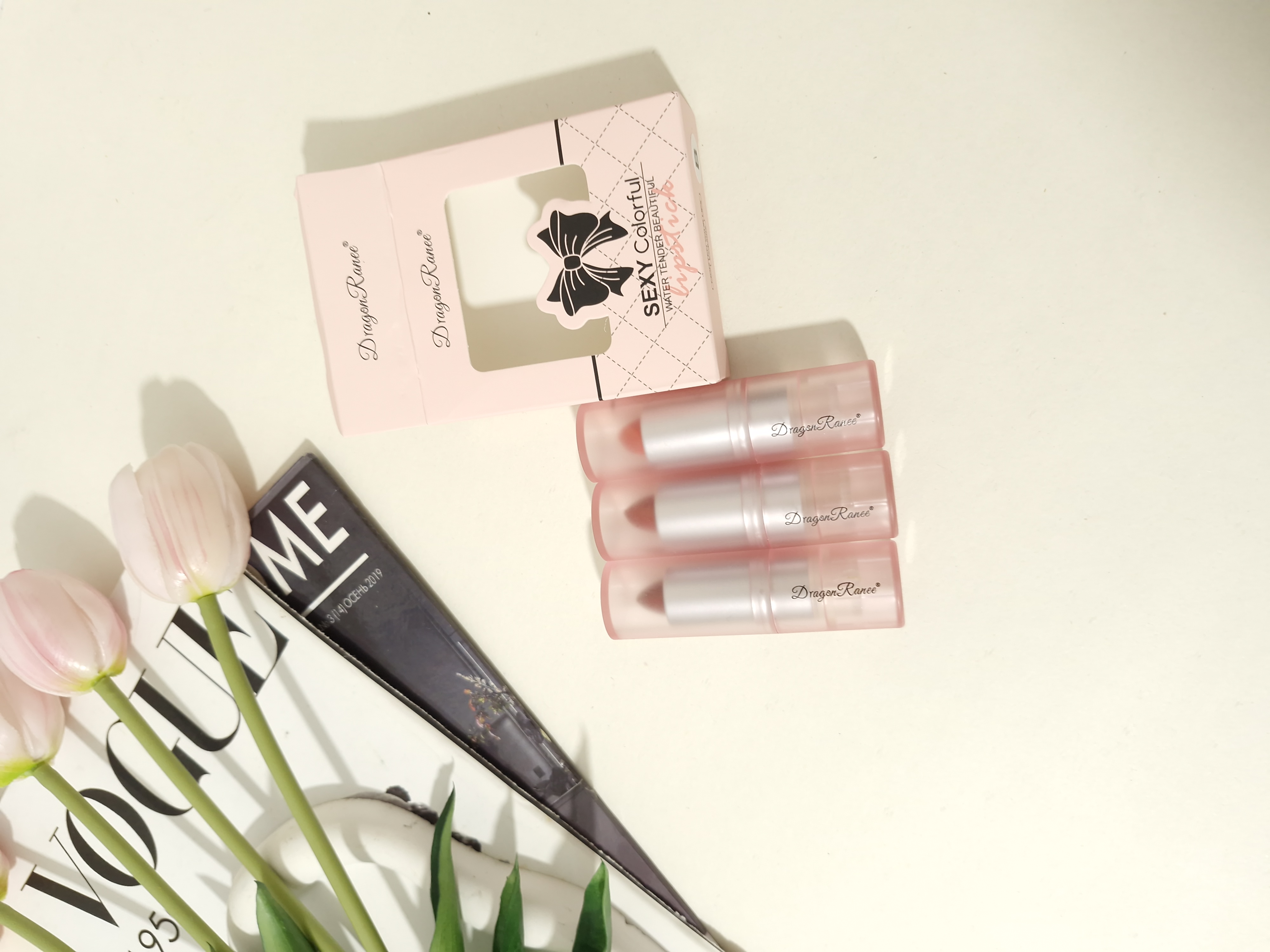 پک رژلب جامد شاین دار 3 عددی برند دراگون