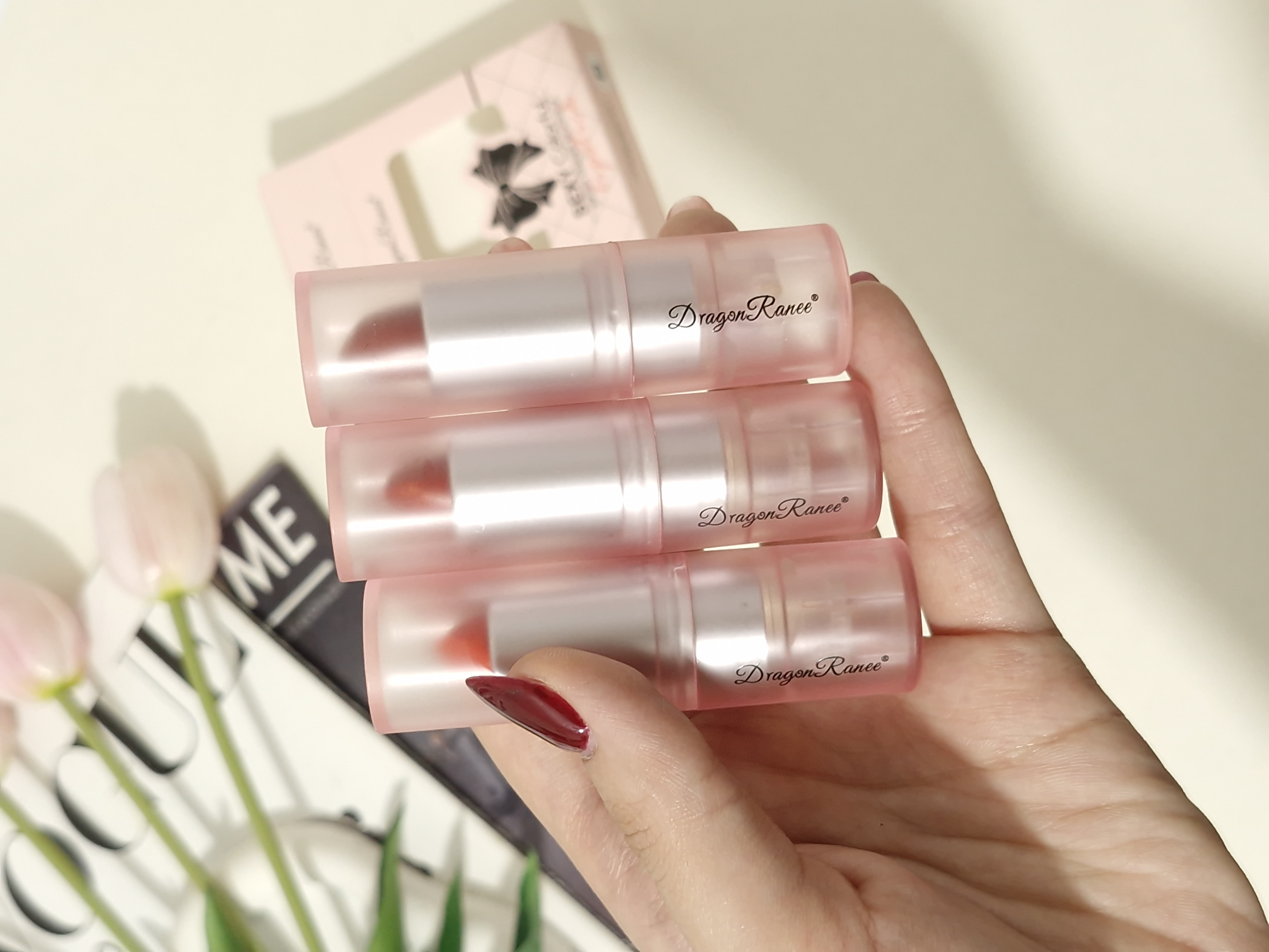 پک رژلب جامد شاین دار 3 عددی برند دراگون