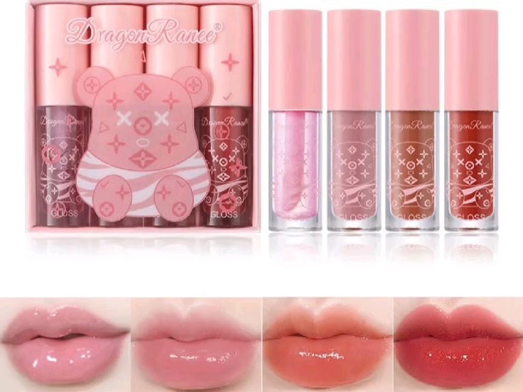 پک رژ لیپ گلاس 4 عددی برند دراگون