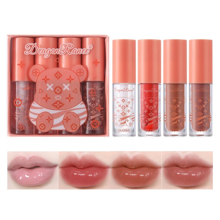 پک رژ لیپ گلاس 4 عددی برند دراگون