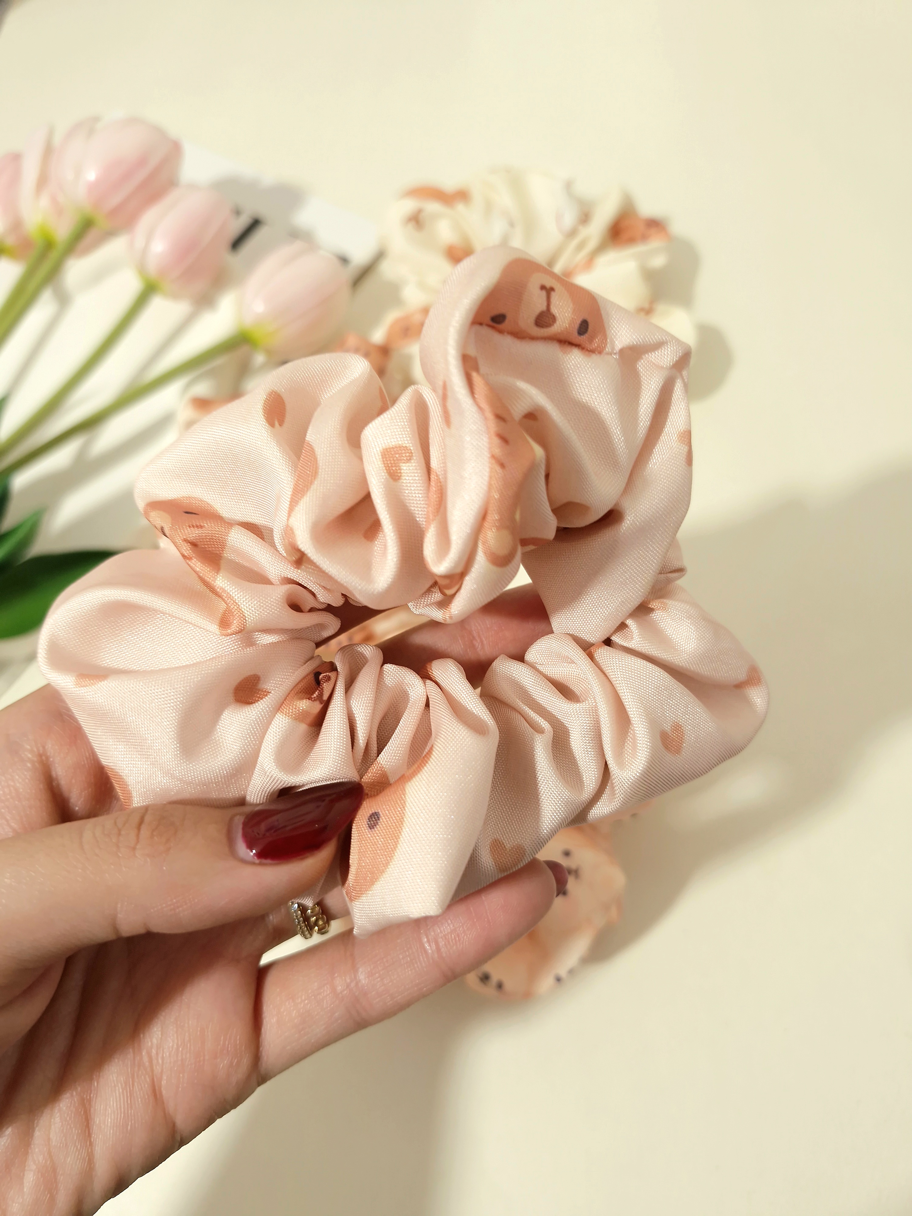 کش مو اسکرانچی سایز بزرگ طرح تدی