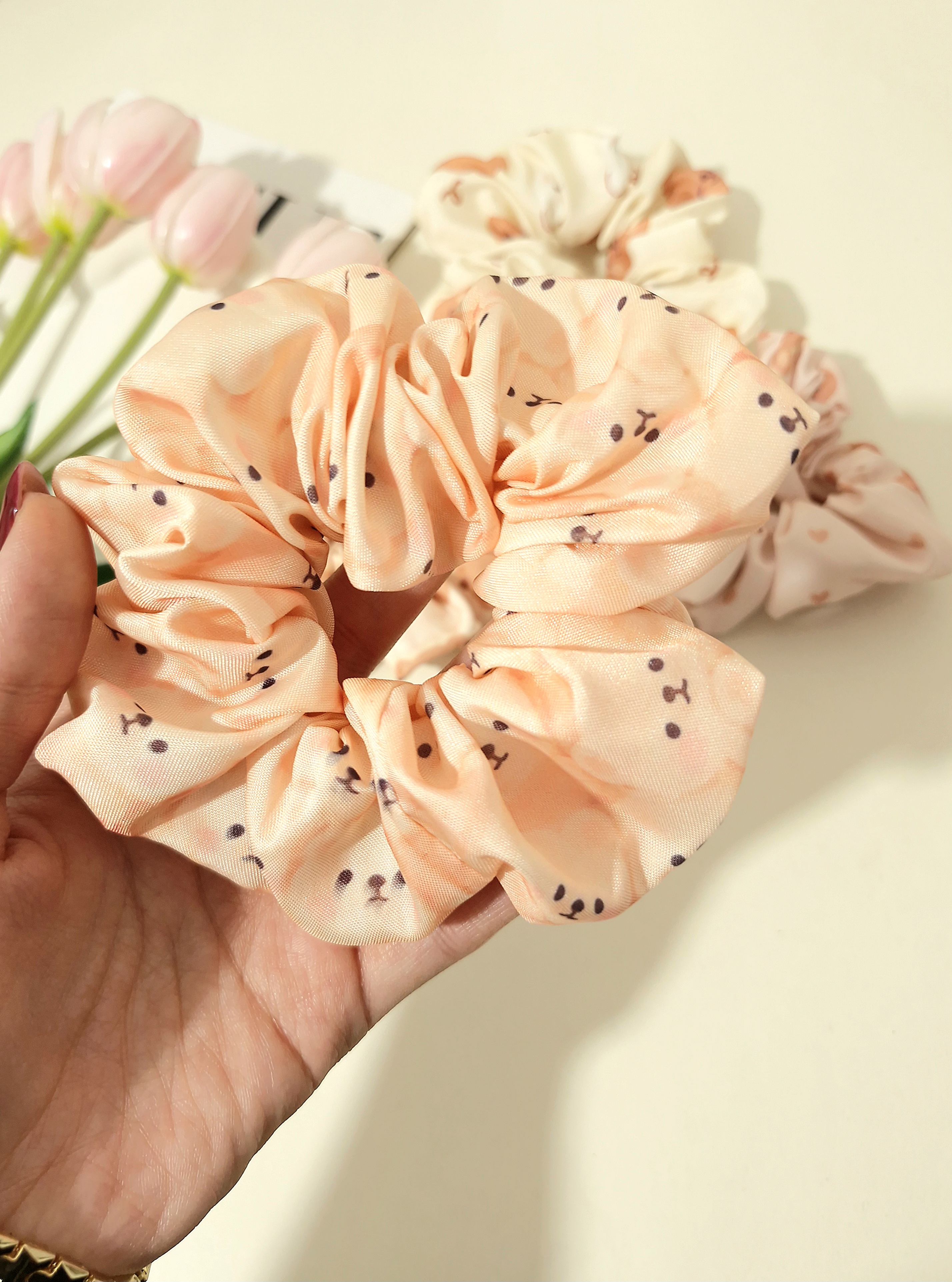 کش مو اسکرانچی سایز بزرگ طرح تدی