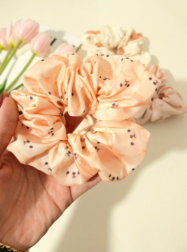 کش مو اسکرانچی سایز بزرگ طرح تدی